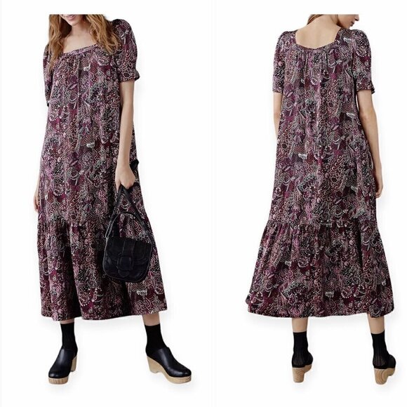 Anthropologie Dresses & Skirts - Anthropologie Lisabetta Maxi Printed‎ Dress Size M, paisely print, Wine, NWT